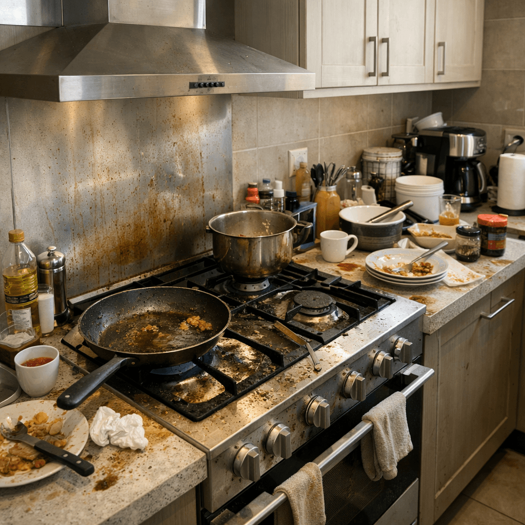 Kitchen before cleaning service
