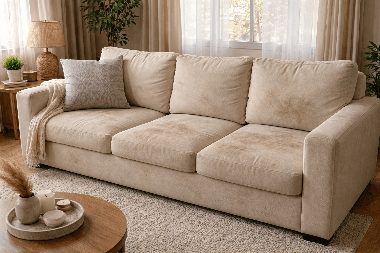 Sofa before upholstery cleaning