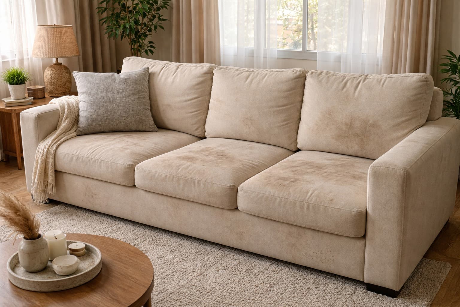 Sofa before upholstery cleaning